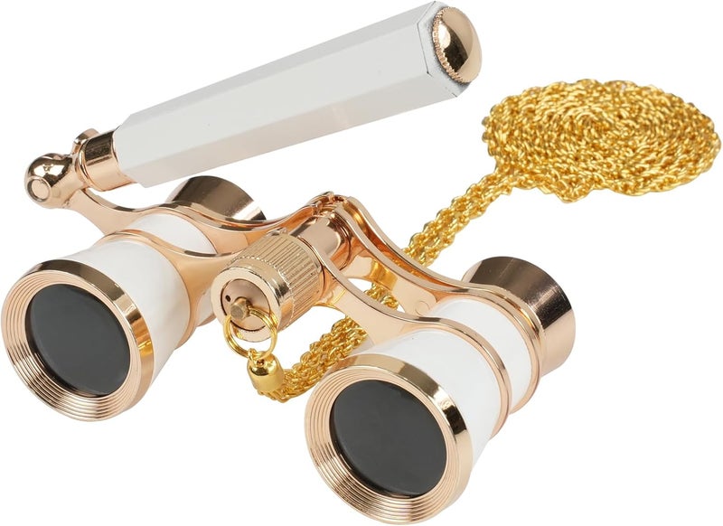 BOSTRON 3X25 Opera Glasses for Women, Theater Binoculars with Adjustable Handle & Chain,Portable Vintage Theater Glasses Compact Binoculars for Adults Kids for Music Concerts Opera Houses Cinema,White - Image 1